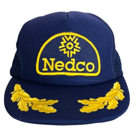 Vintage 80s NEDCO Trucker Hat Edmonton Alberta Northern Electric Company Blue - Picture 1 of 12